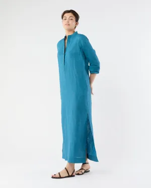 Trapunto Talitha Dress in Blue Sahara Linen