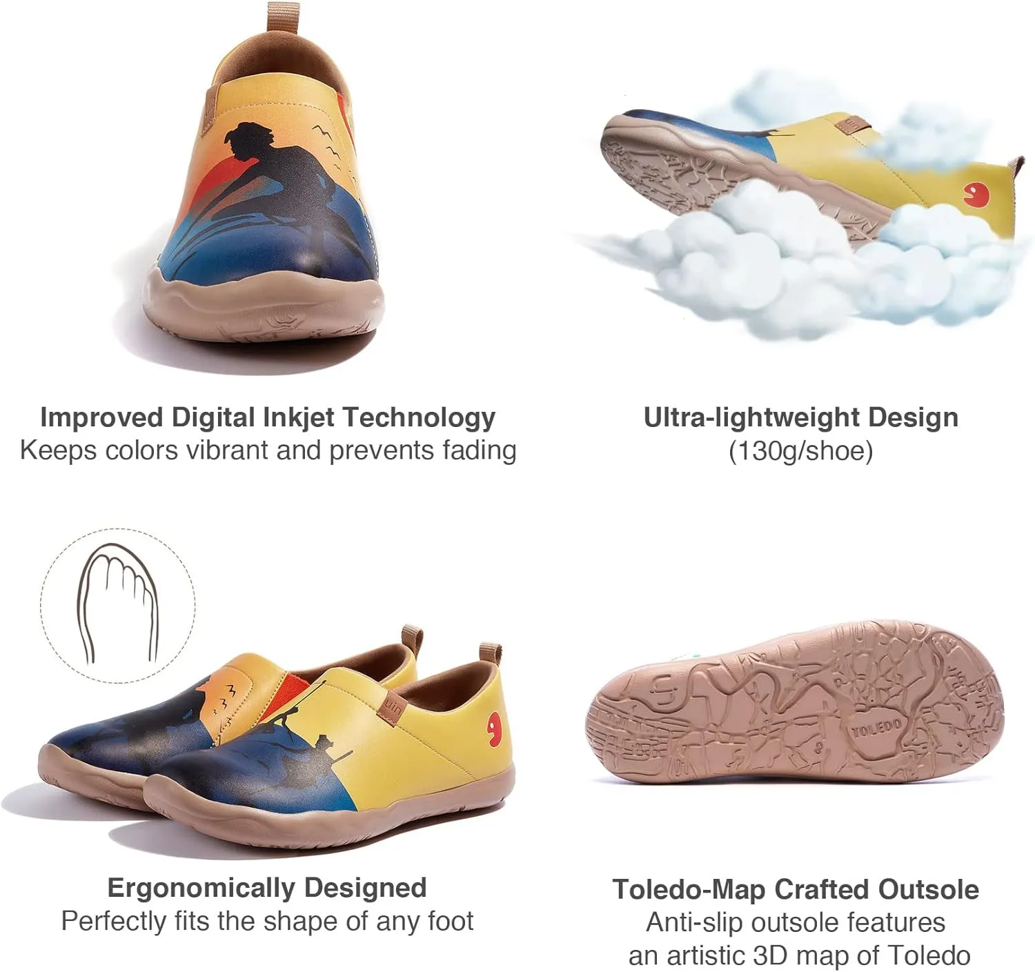 UIN Men's Walking Travel Shoes Slip On Microfiber Casual Loafers Lightweight Comfort Fashion Sneaker