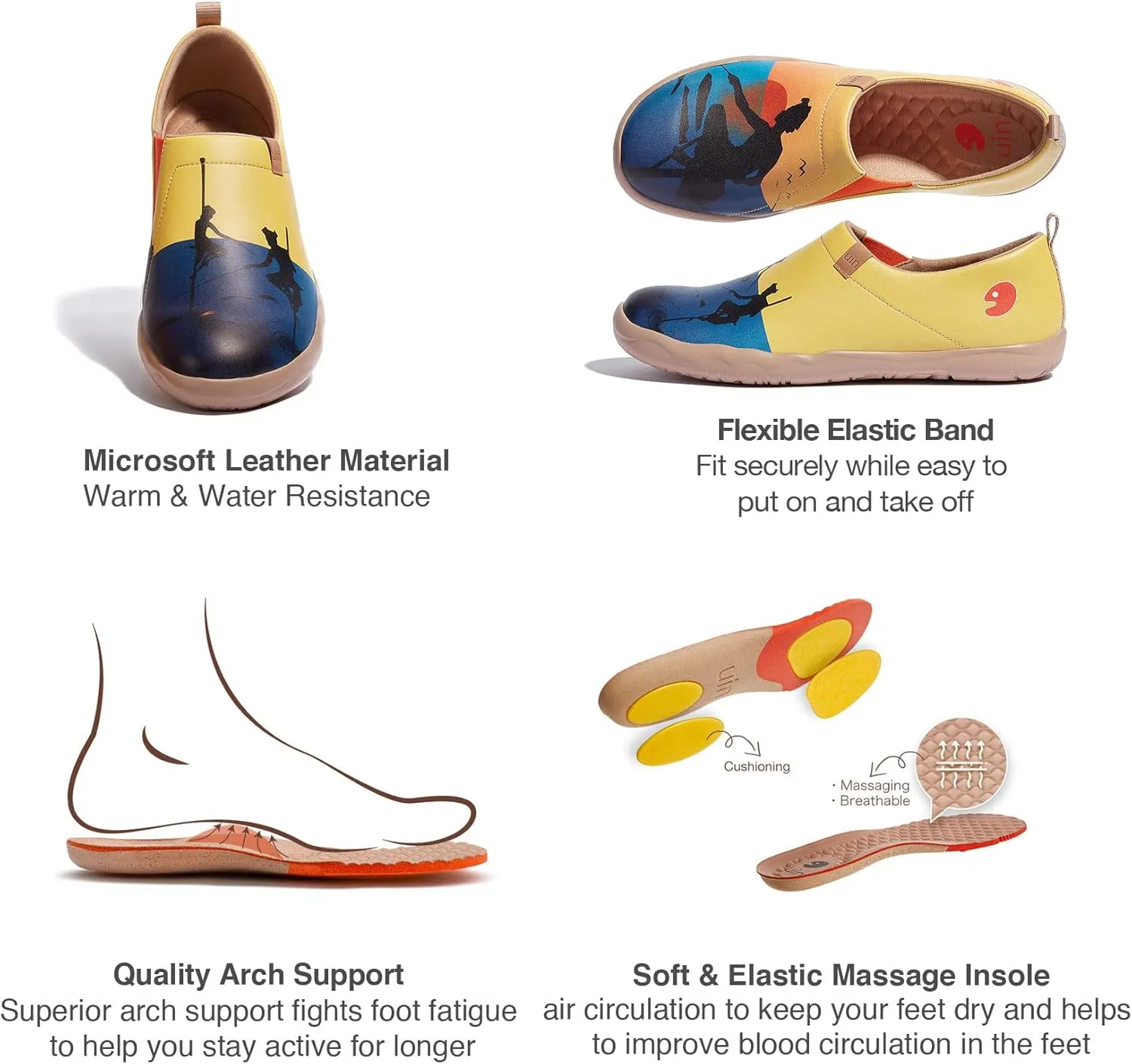 UIN Men's Walking Travel Shoes Slip On Microfiber Casual Loafers Lightweight Comfort Fashion Sneaker