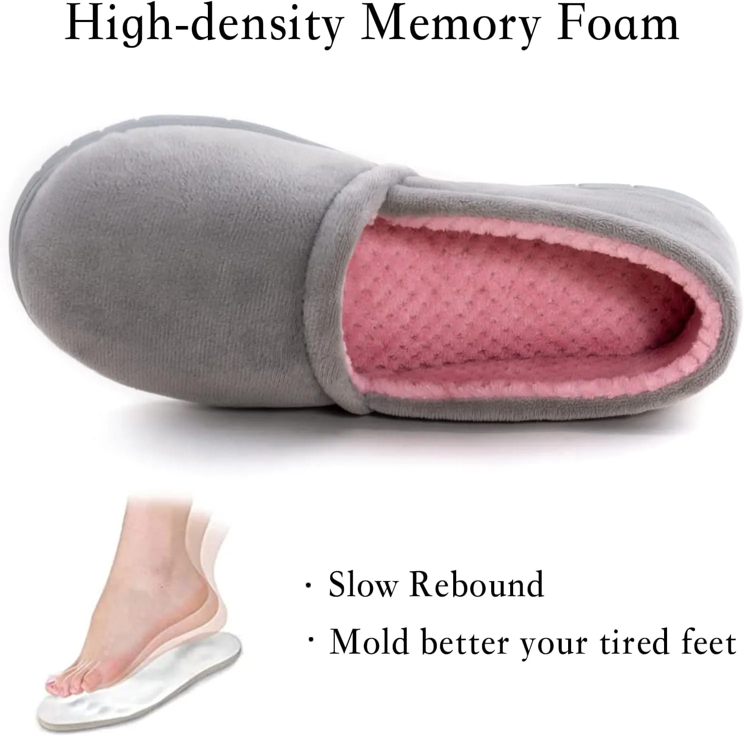 ULTRAIDEAS Women's Grace Closed Back Slippers, Memory Foam Loafer House Shoes with Rubber Sole