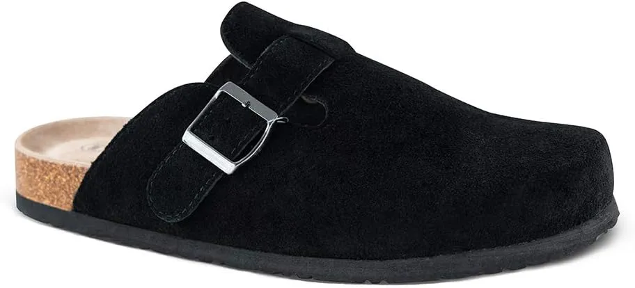 Unisex Soft Footbed Clog，Suede Leather Clogs, Cork Clogs Shoes for Women Men，Antislip Sole Slippers Mules
