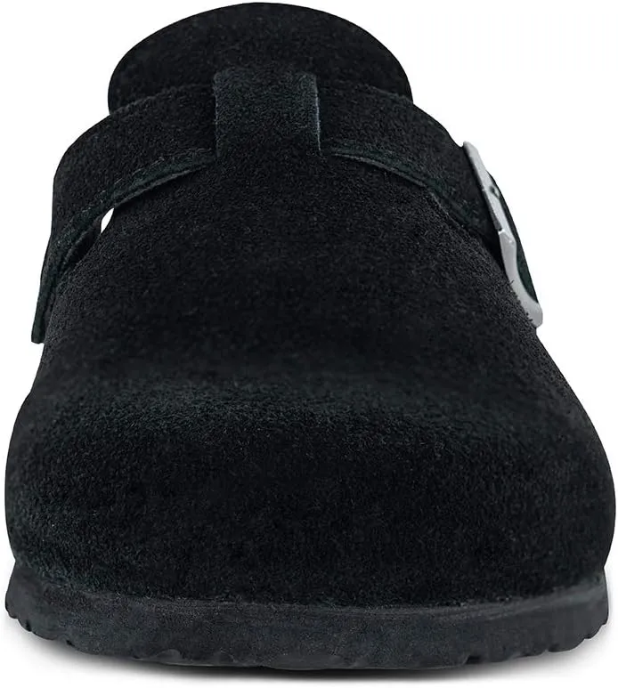 Unisex Soft Footbed Clog，Suede Leather Clogs, Cork Clogs Shoes for Women Men，Antislip Sole Slippers Mules