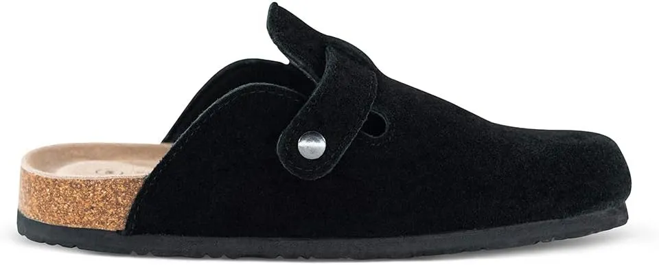 Unisex Soft Footbed Clog，Suede Leather Clogs, Cork Clogs Shoes for Women Men，Antislip Sole Slippers Mules
