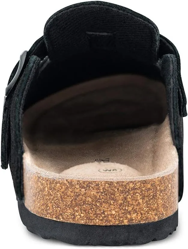 Unisex Soft Footbed Clog，Suede Leather Clogs, Cork Clogs Shoes for Women Men，Antislip Sole Slippers Mules