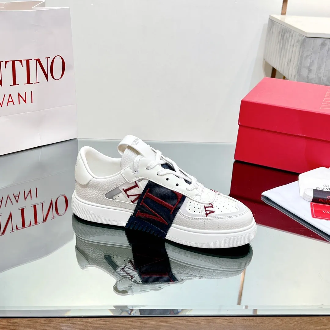 valenti low top vl7n white calfskin black red canvas