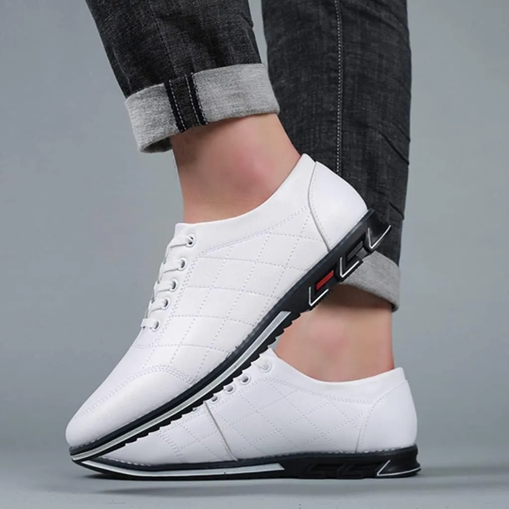Veslexth Men Casual Driving Sneakers Loafers Breathable Comfort Walking Wing Tips Lace Up Luxury Leather Shoes for Male Business Work Office Dress Outdoor