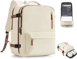 VGCUB Travel Backpack for Women Men for Spirit Airlines Personal Item Bag 18x14x8 Inches Laptop College Backpack,Waterproof Carry on Flight Approved Work Backpack Mochila de Viaje,Large Beige brown
