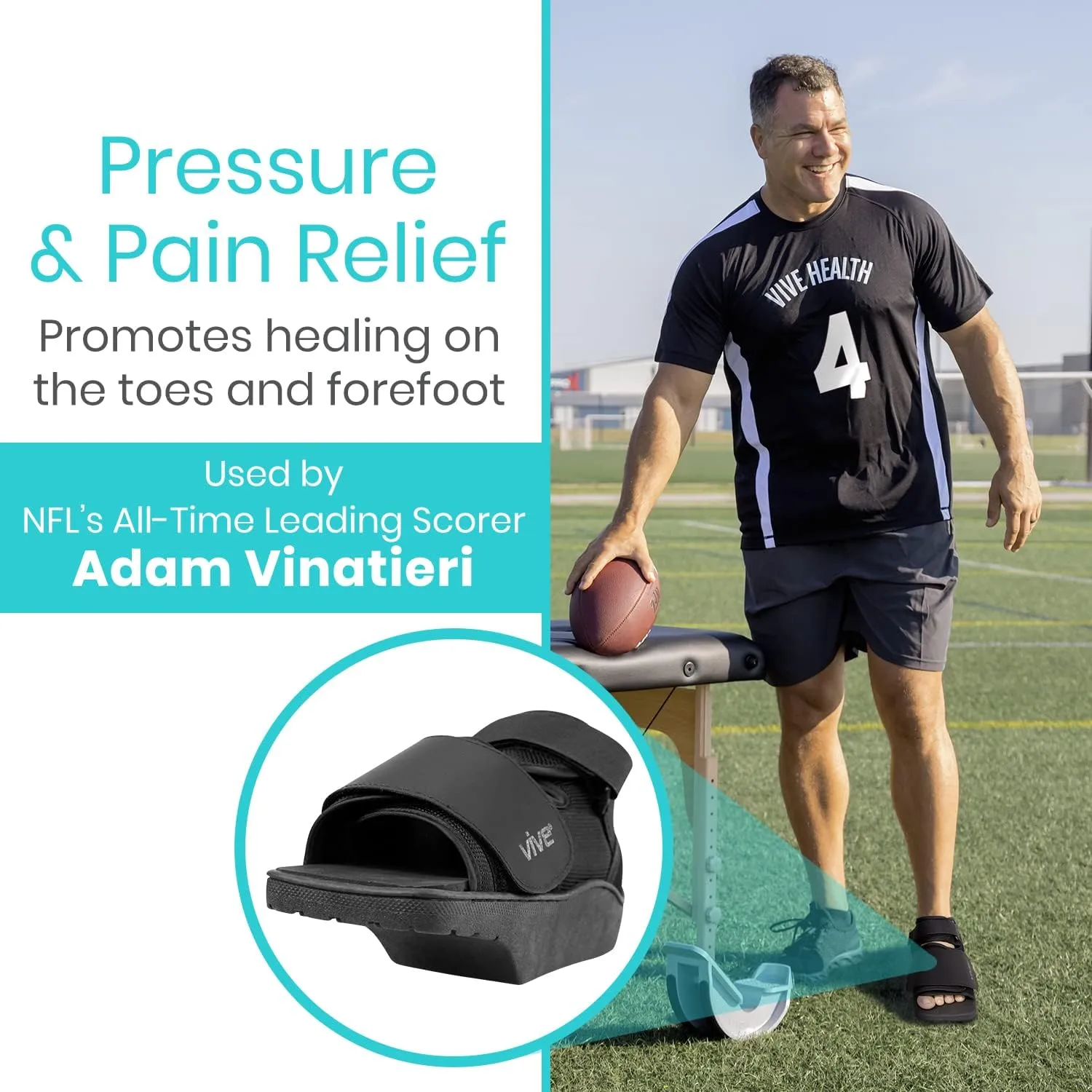 Vive Offloading Post-Op Shoe - Forefront Wedge Boot for Broken Toe Injury - Non Weight Bearing Medical Recovery for Foot Surgery, Hammer Toes, Bunion, Walking Orthopedic (Small)