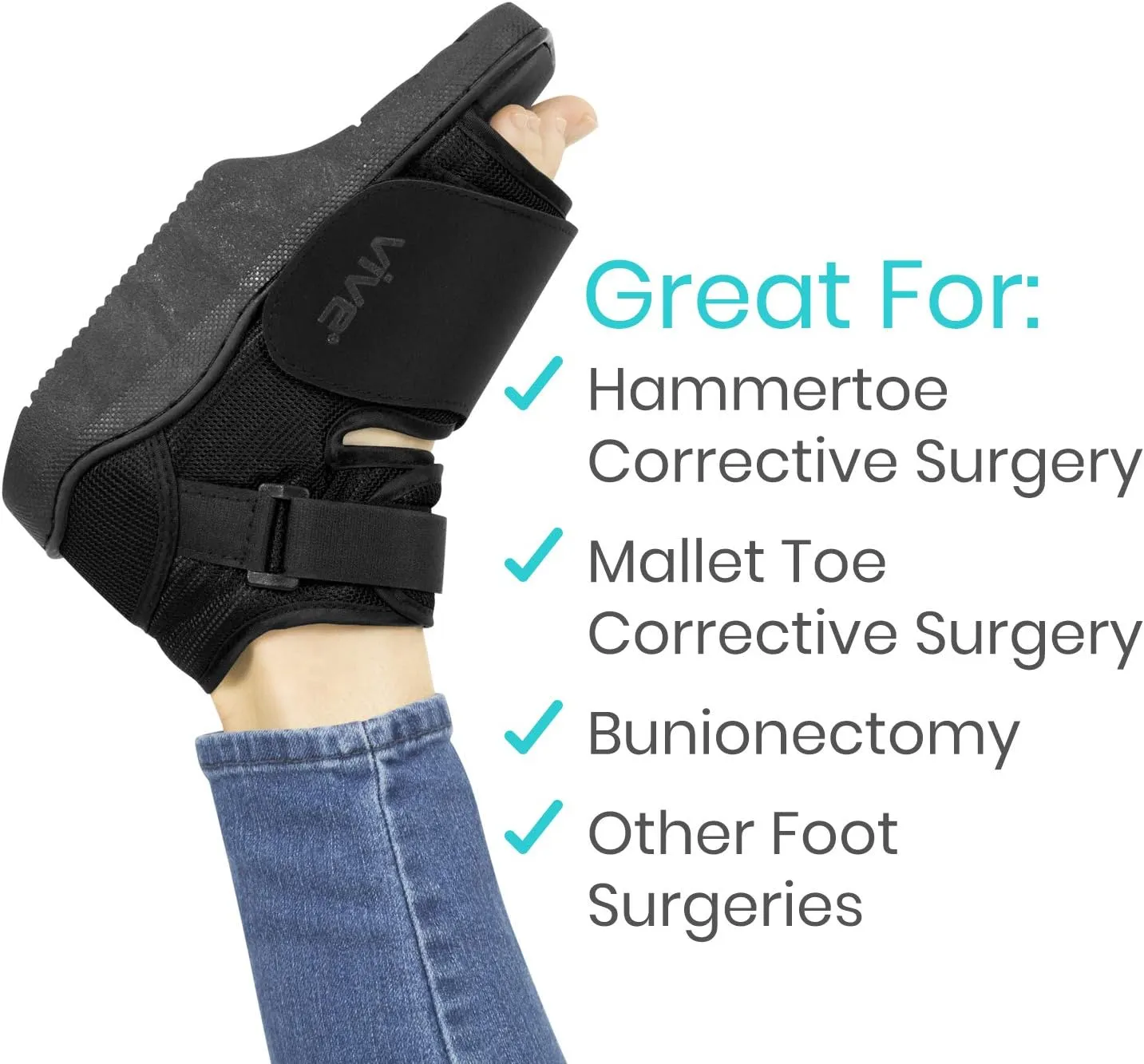 Vive Offloading Post-Op Shoe - Forefront Wedge Boot for Broken Toe Injury - Non Weight Bearing Medical Recovery for Foot Surgery, Hammer Toes, Bunion, Walking Orthopedic (Small)