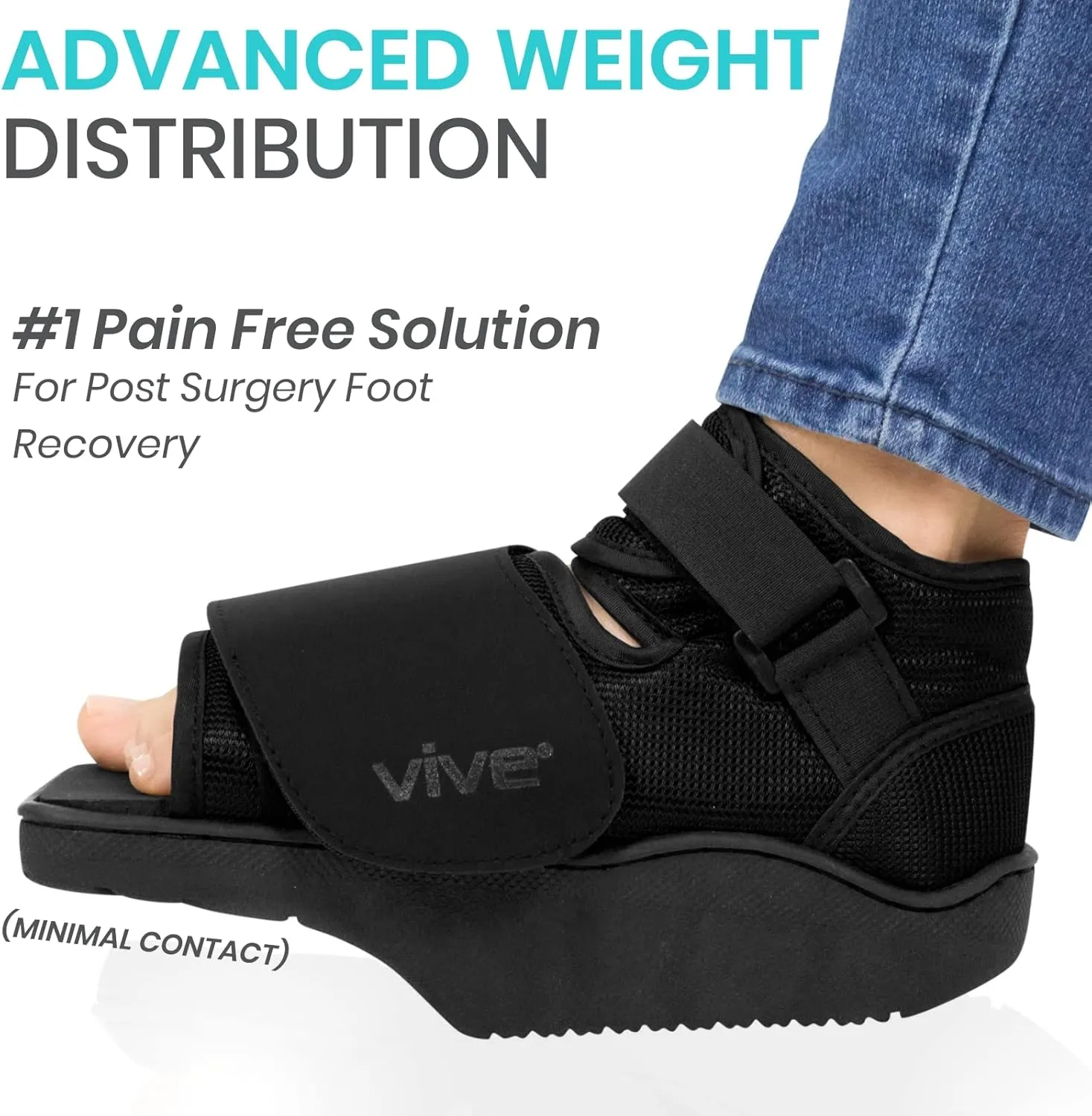Vive Offloading Post-Op Shoe - Forefront Wedge Boot for Broken Toe Injury - Non Weight Bearing Medical Recovery for Foot Surgery, Hammer Toes, Bunion, Walking Orthopedic (Small)