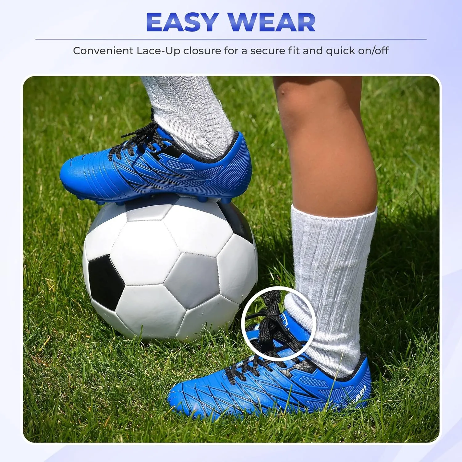 Vizari Boca Firm Ground Soccer Cleats - Lightweight, Durable & Comfortable Kids & Youth Soccer Cleats with Excellent Traction - Girls & Boys Soccer Shoes with Padded Heel & Anti-Stretch Lining