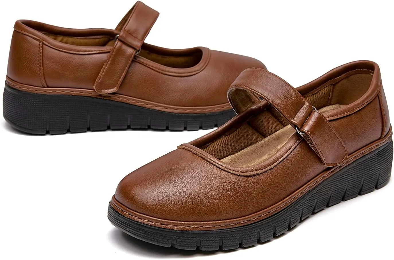 VJH confort Women s Mary Jane Flats, Breathable Comfort Round Toe Low Heel Slip-on Light Weight Walking Shoes