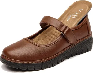 VJH confort Women s Mary Jane Flats, Breathable Comfort Round Toe Low Heel Slip-on Light Weight Walking Shoes