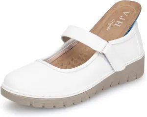 VJH confort Women s Mary Jane Flats, Breathable Comfort Round Toe Low Heel Slip-on Light Weight Walking Shoes