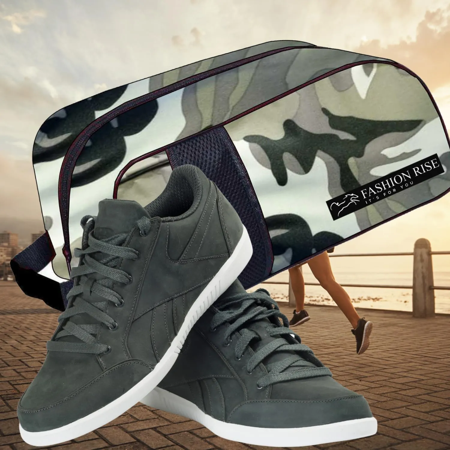 Waterproof Sports Boot/Shoe/Travel Bag for Football Cricket Rugby Golf Toiletry Gym for Men/Women (Camo Grey)