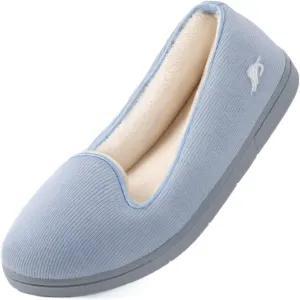 Wishcotton Women's Comfy Memory Foam ballerina House shoes, Women's Lightweight Loafer Slippers with Closed Back Indoor Outdoor