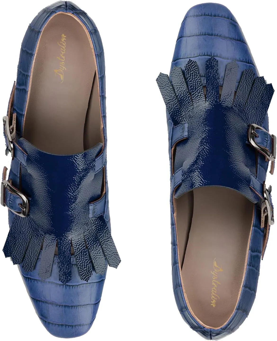 Women Fringe Loafer Pumps Chunky Heel Square Toe Loafers Buckle Strap Crocodile Pattern 2 inch Block Heel Slip On Dress Shoes Tassels Animal Print Sexy Fashion Retro Party 4-11 M US