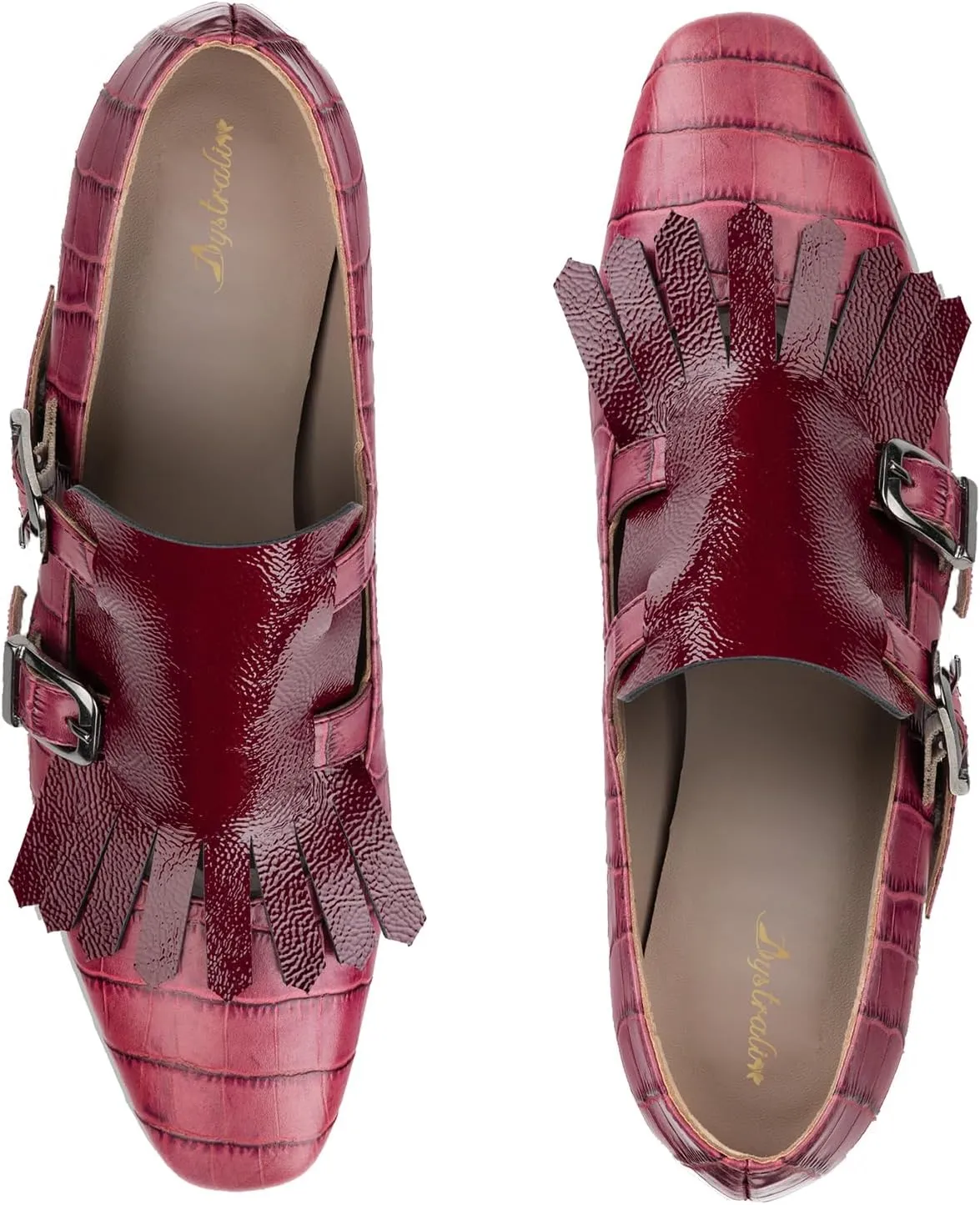 Women Fringe Loafer Pumps Chunky Heel Square Toe Loafers Buckle Strap Crocodile Pattern 2 inch Block Heel Slip On Dress Shoes Tassels Animal Print Sexy Fashion Retro Party 4-11 M US