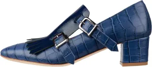 Women Fringe Loafer Pumps Chunky Heel Square Toe Loafers Buckle Strap Crocodile Pattern 2 inch Block Heel Slip On Dress Shoes Tassels Animal Print Sexy Fashion Retro Party 4-11 M US