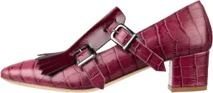 Women Fringe Loafer Pumps Chunky Heel Square Toe Loafers Buckle Strap Crocodile Pattern 2 inch Block Heel Slip On Dress Shoes Tassels Animal Print Sexy Fashion Retro Party 4-11 M US