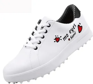 Women Golf Shoes, Golf Shoes, Ladies Waterproof Shoes, Korean Style All-Match White Shoes, Soft and Breathable (Color : White, Size : 6.5)
