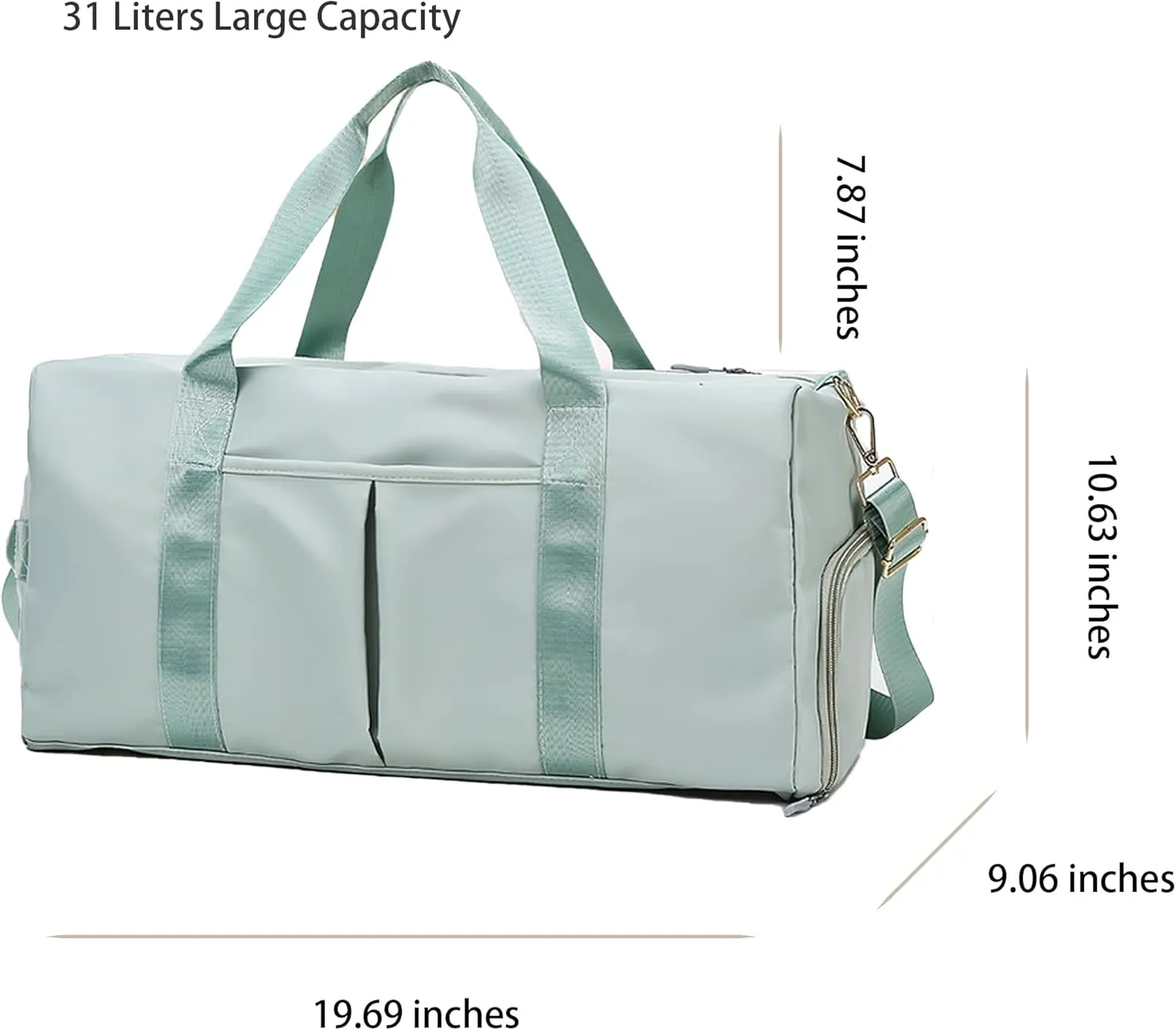 Women Gym Bag with Separation for Wet and Dry, Shoe Storage, Waterproof Travel Duffle Bag for Gym, Swimming, Yoga, Sports (Green)