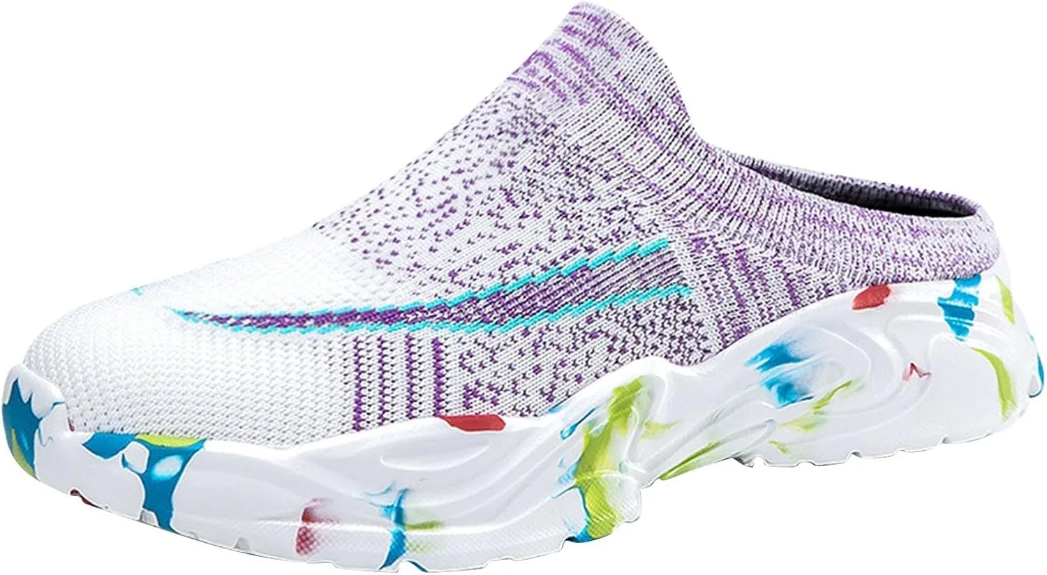 Womens Backless Sneakers Mesh Slip-on Mule Shoes Womens Running Shoes Wide Dress Casual Shoes Fashion Sneakers Waterproof Tennis Shoe Cross Trainer Shoe