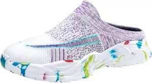 Womens Backless Sneakers Mesh Slip-on Mule Shoes Womens Running Shoes Wide Dress Casual Shoes Fashion Sneakers Waterproof Tennis Shoe Cross Trainer Shoe
