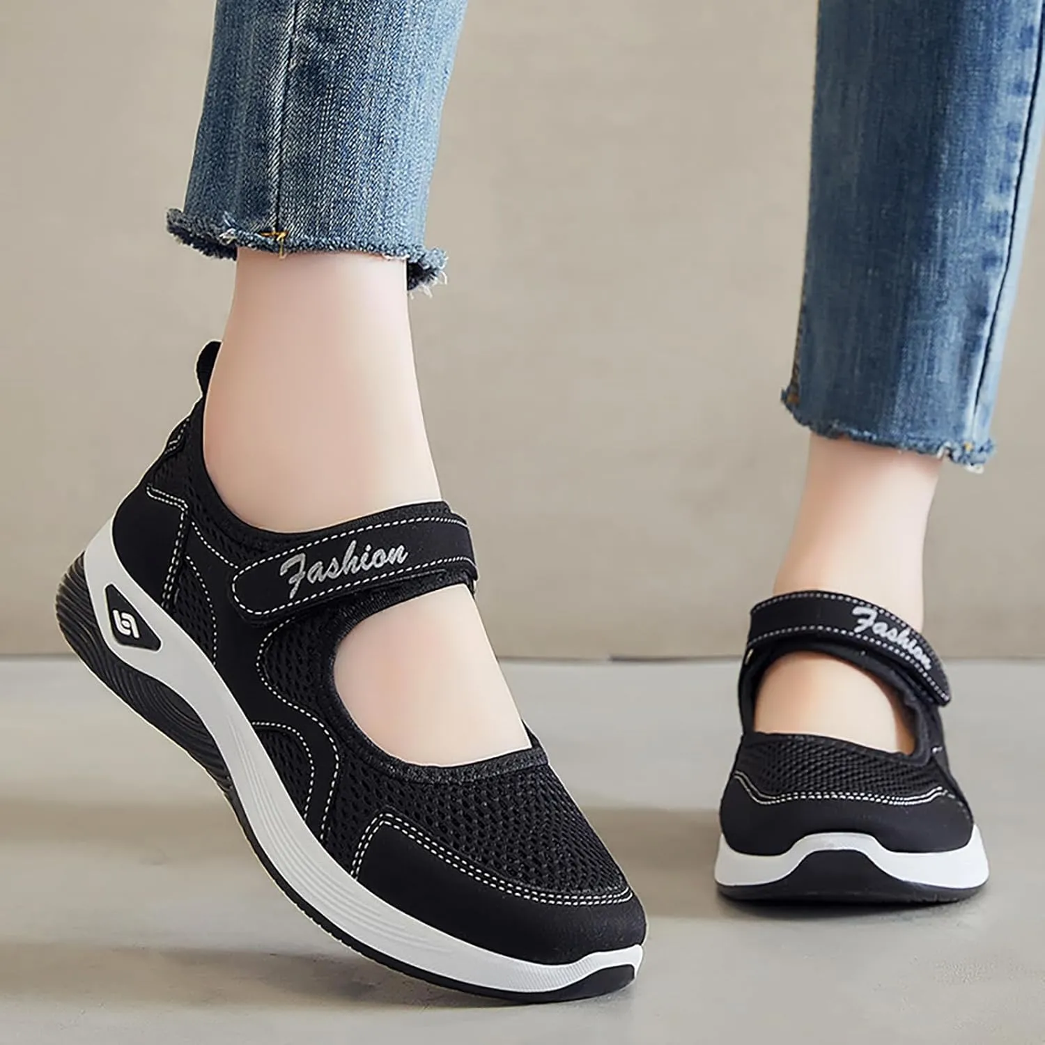 Women's Breathable Walking Shoes Comfortable Working Nurse Shoes Casual Nursing Orthotic Lightweight Shoe Adjustable Barefoot Casual Sneakers Zero Drop Arthritis Edema Sneakers Indoor Outdoor