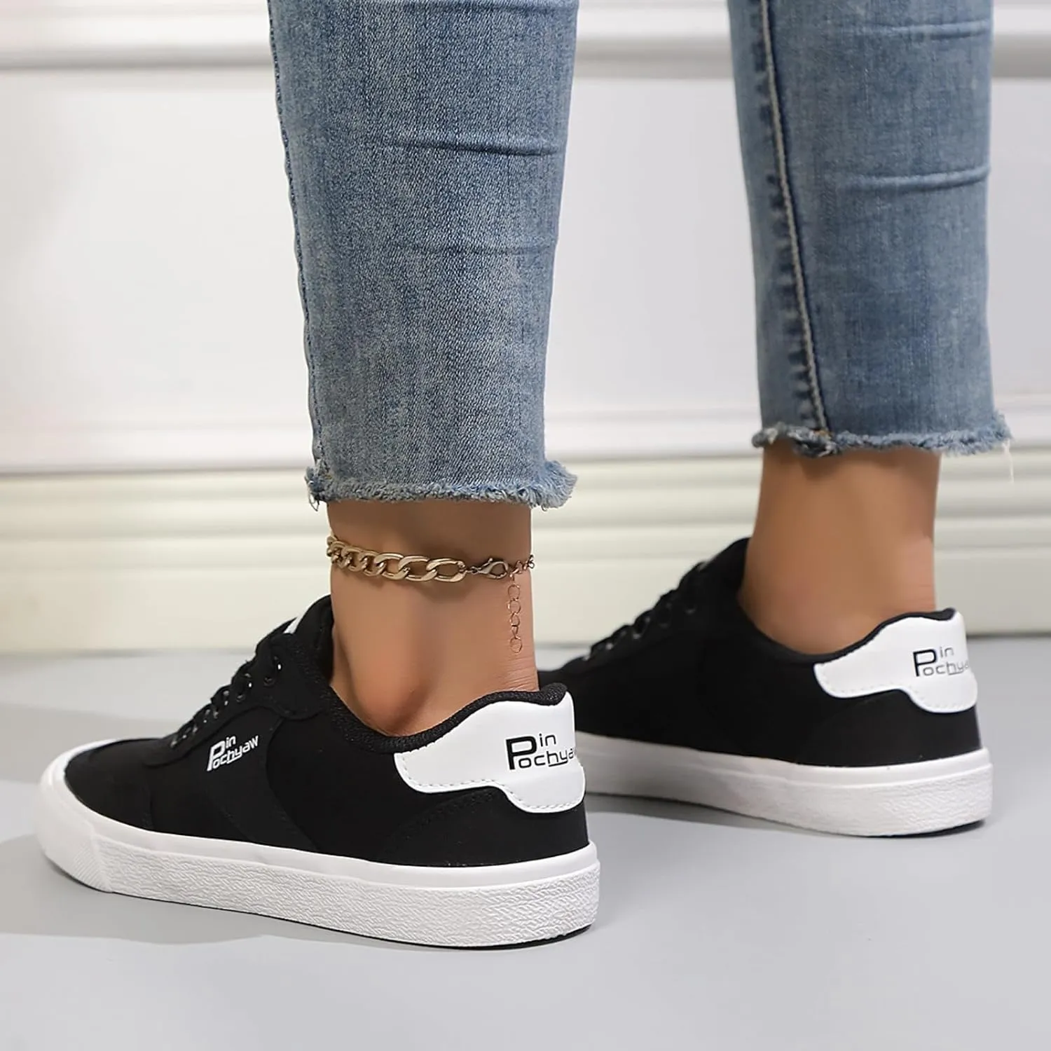 Womens Canvas Sneakers Lace Up Canvas Loafers Casual Non Slip Walking Shoes Classic Simple Flat Fashion Sneakers