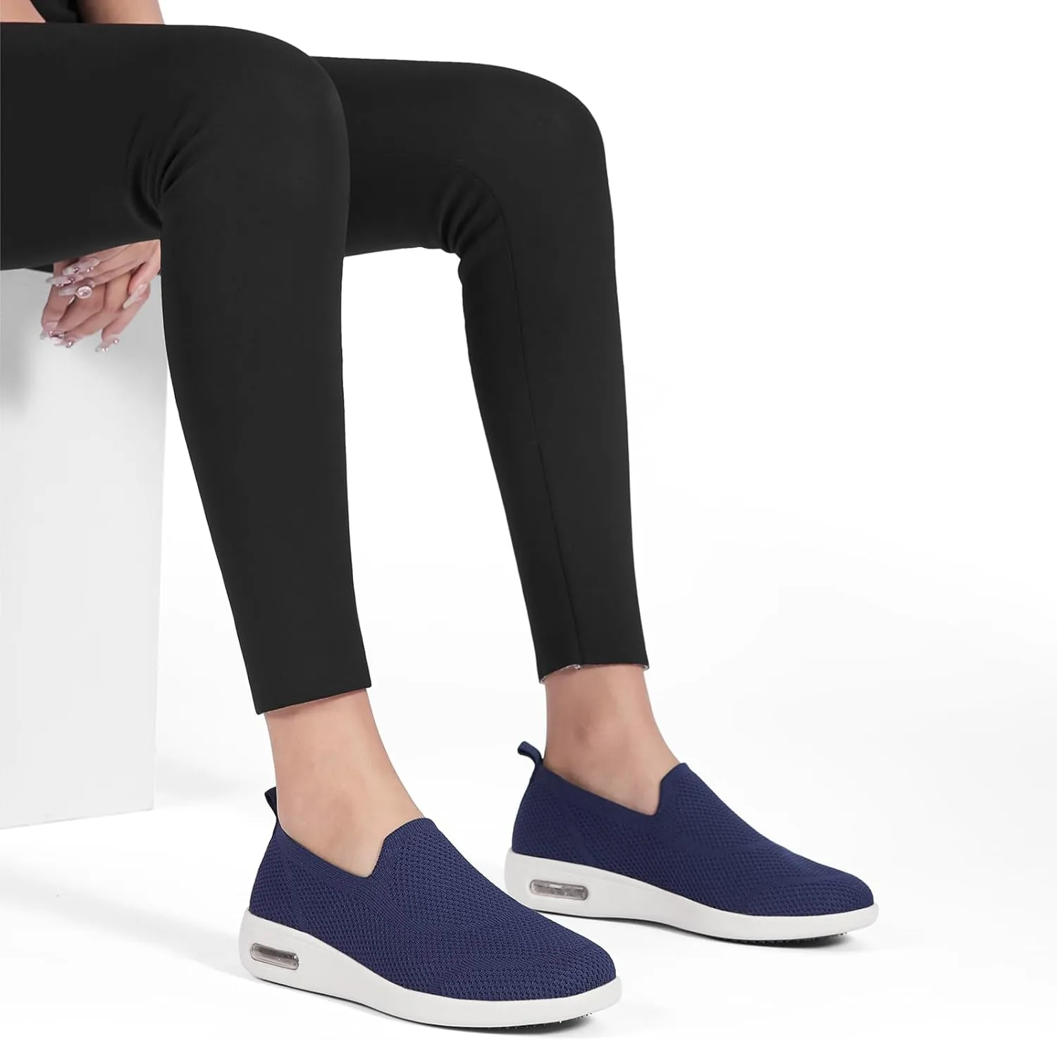 Women's Casual Walking Shoes, Breathable Knitted Upper, Anti Slip Sole with air Cushion, Fashionable and Simple Design