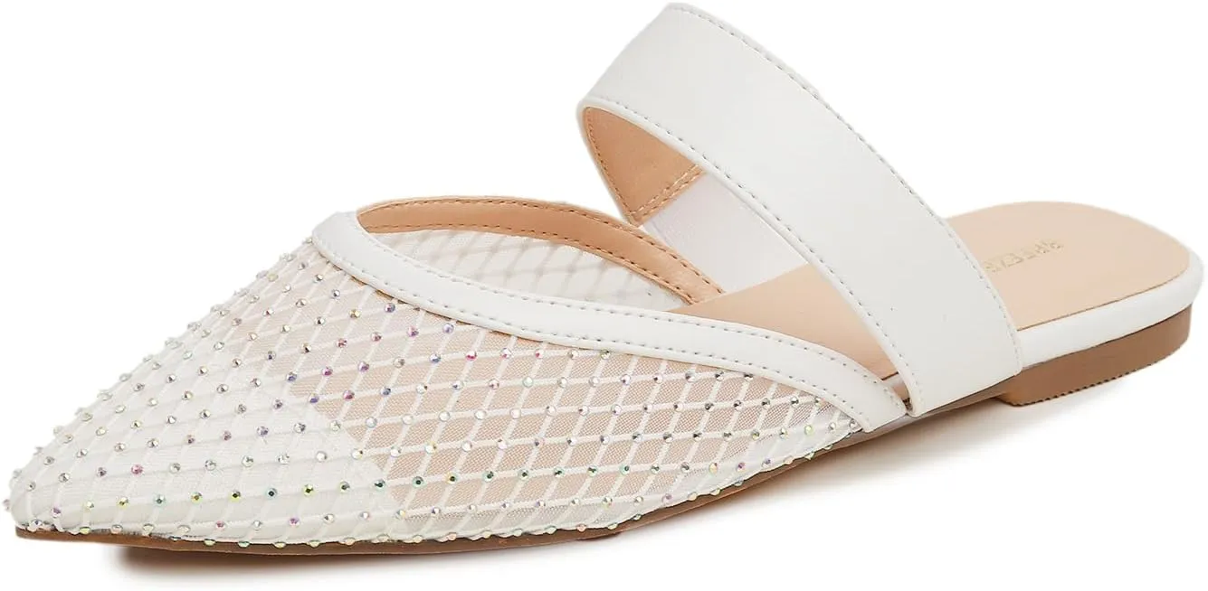 Women's Fashion Mesh Mules Slip On Backless Slide Flats