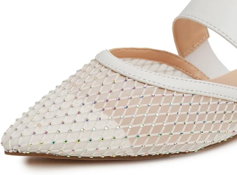 Women's Fashion Mesh Mules Slip On Backless Slide Flats
