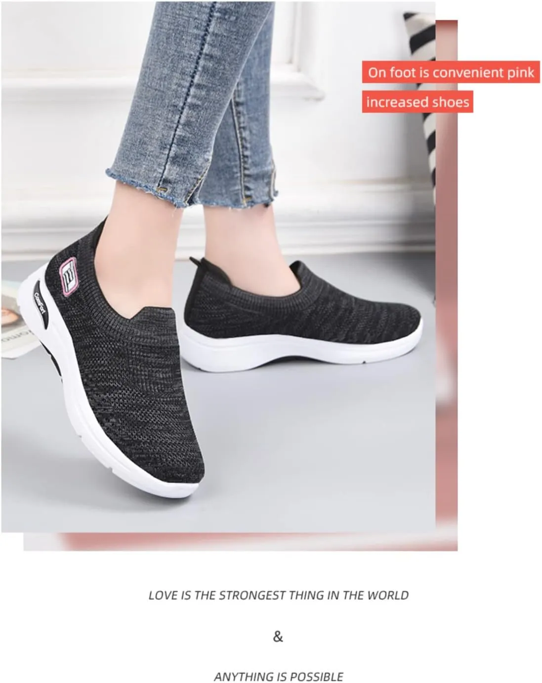 Women's Lightweight Slip-On Walking Shoes - Breathable Athletic Tennis Sneakers with Soft Knitted Fabric for Casual Gym Running of All Ages