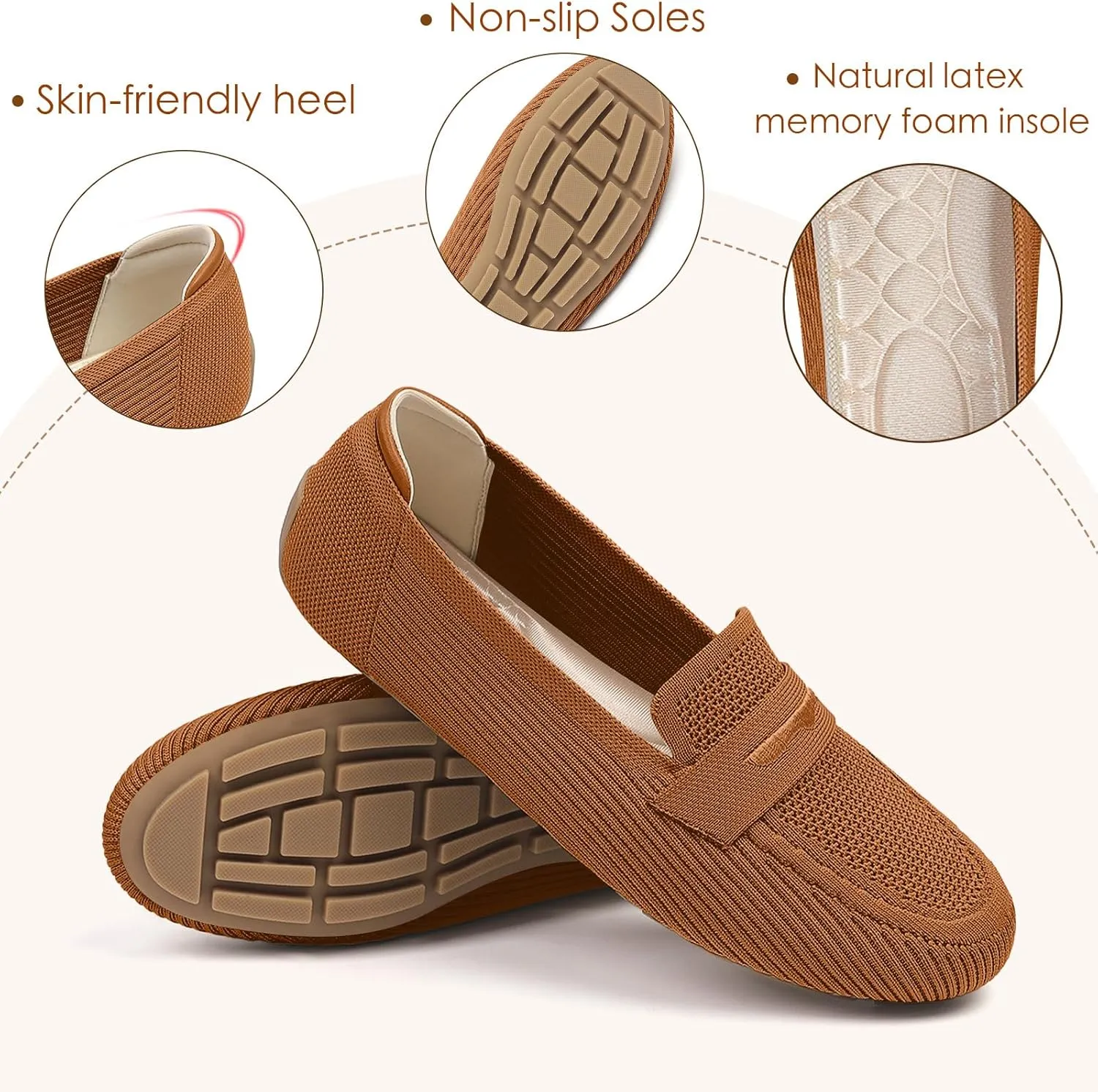 Womens Loafers Comfortable Knit Driving Shoes Washable Casual Work Slip on Loafer