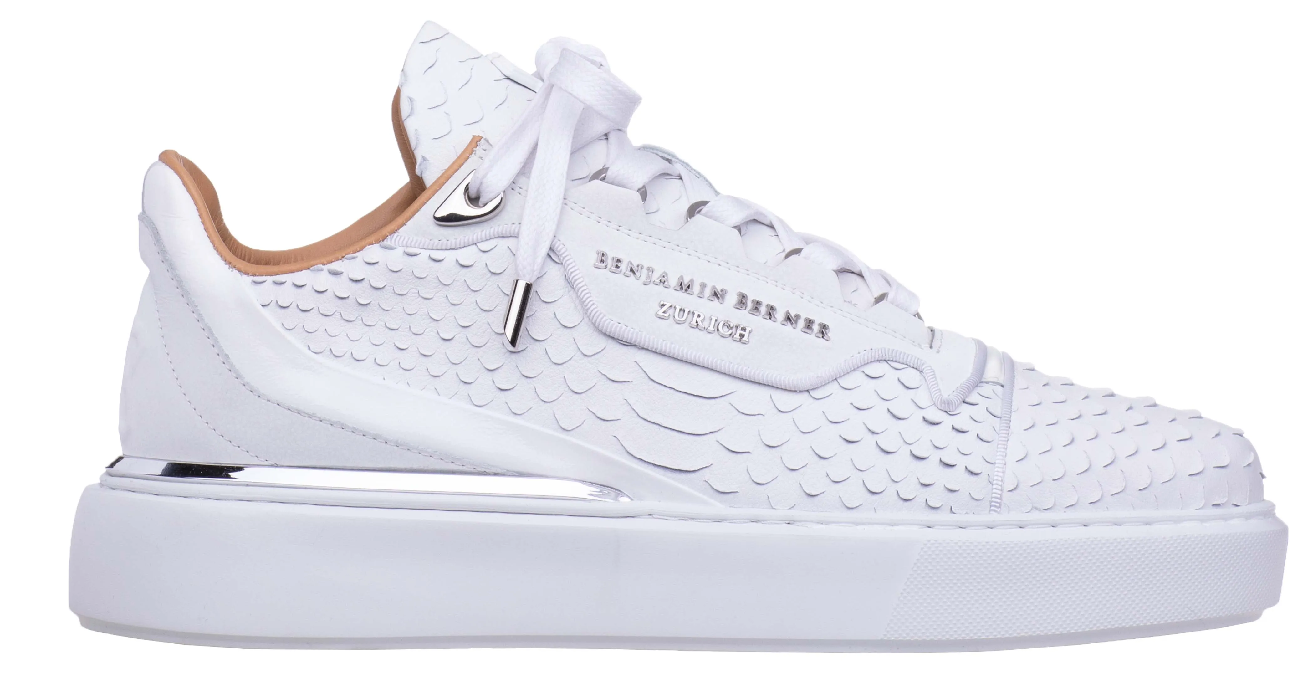 Women's Low-Top BNJ RAPHAEL ALL WHITE PYTHON CUT