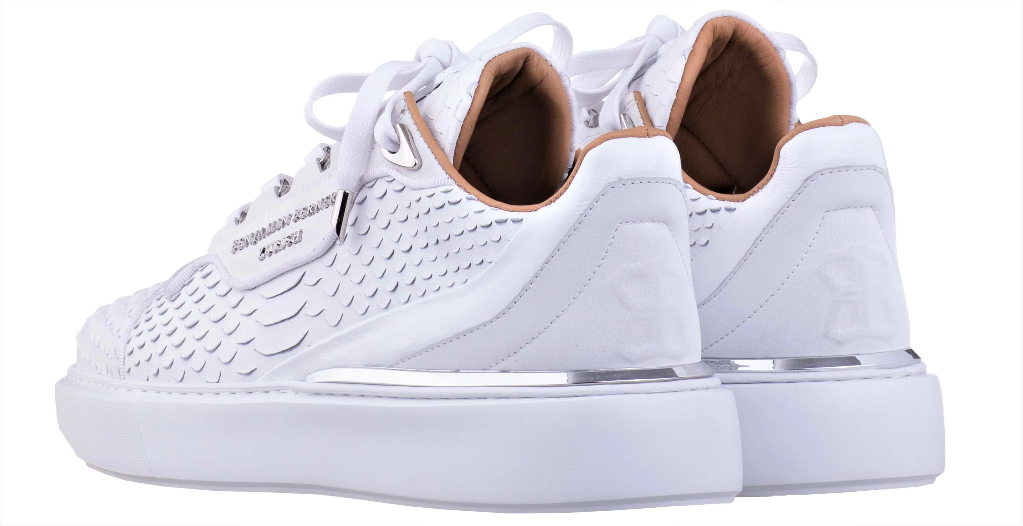 Women's Low-Top BNJ RAPHAEL ALL WHITE PYTHON CUT