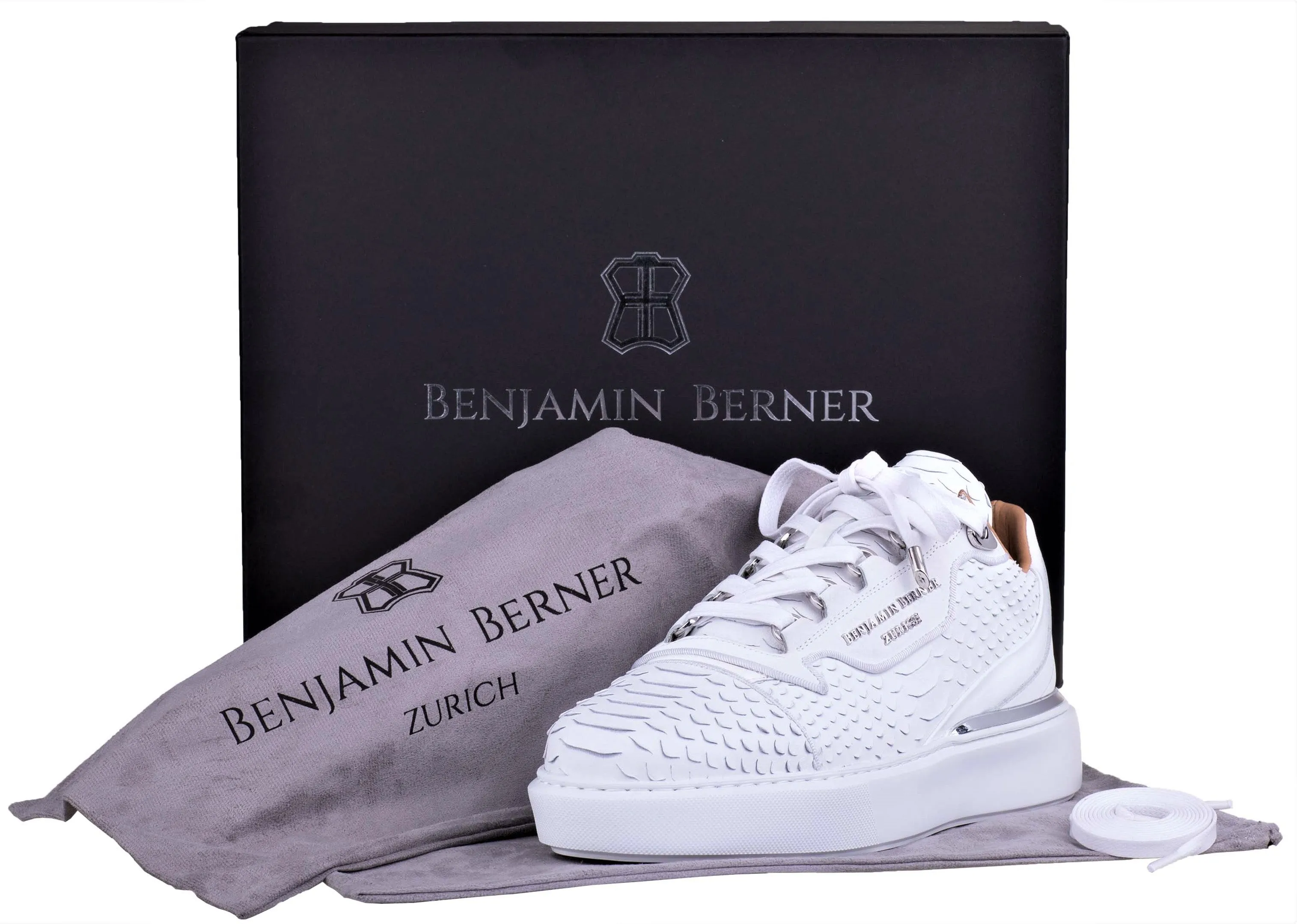 Women's Low-Top BNJ RAPHAEL ALL WHITE PYTHON CUT