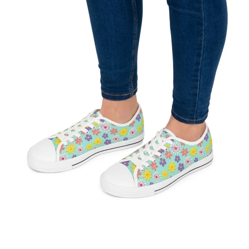 Women's Low Top Sneaker Floral Daisies Sneakers