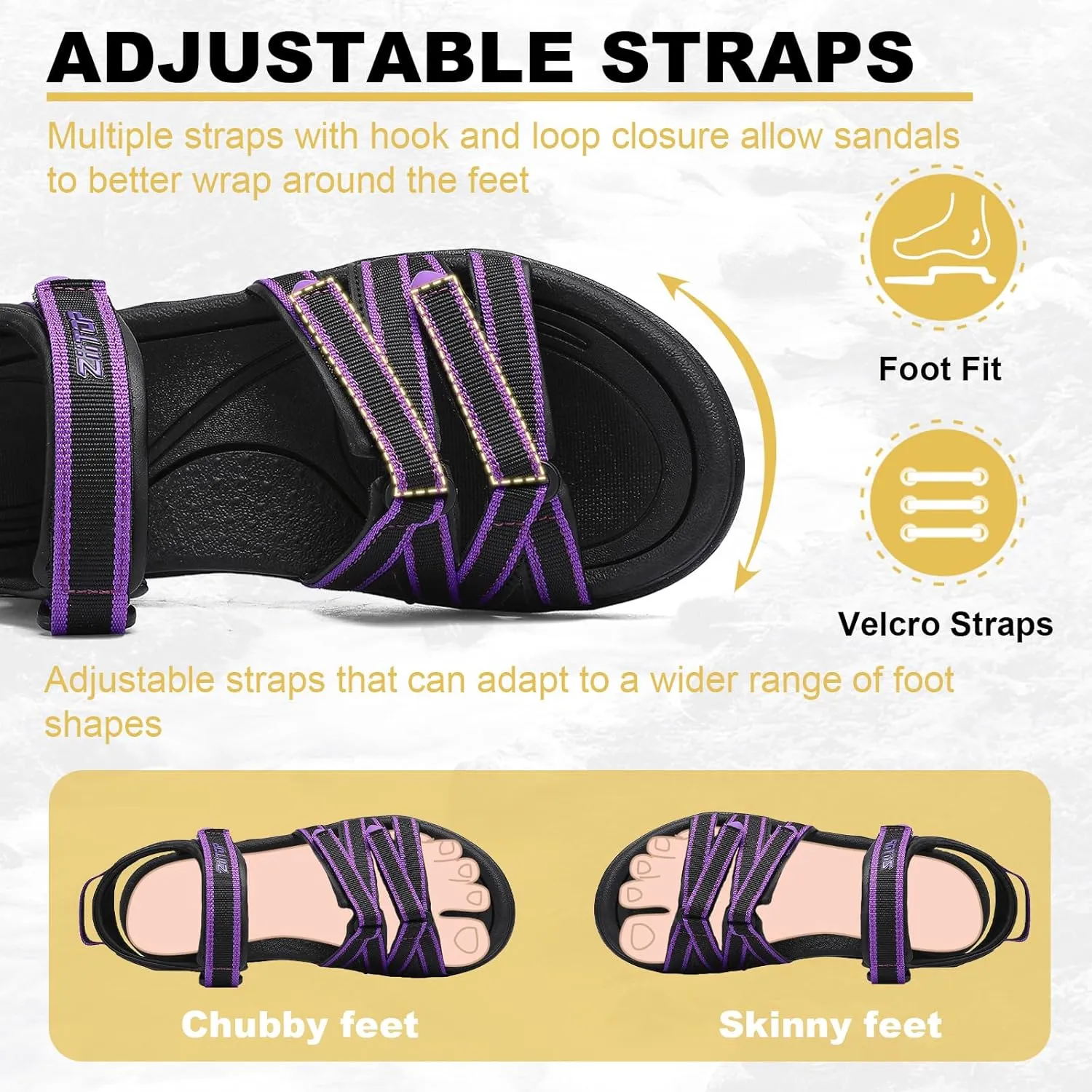 Womens Open Toe Hiking Sandal Women Slip On Sport Walking Sandal Straps with Arch Support Beach Vacation Casual Camping