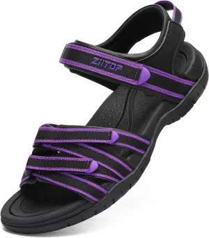 Womens Open Toe Hiking Sandal Women Slip On Sport Walking Sandal Straps with Arch Support Beach Vacation Casual Camping