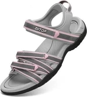 Womens Open Toe Hiking Sandal Women Slip On Sport Walking Sandal Straps with Arch Support Beach Vacation Casual Camping