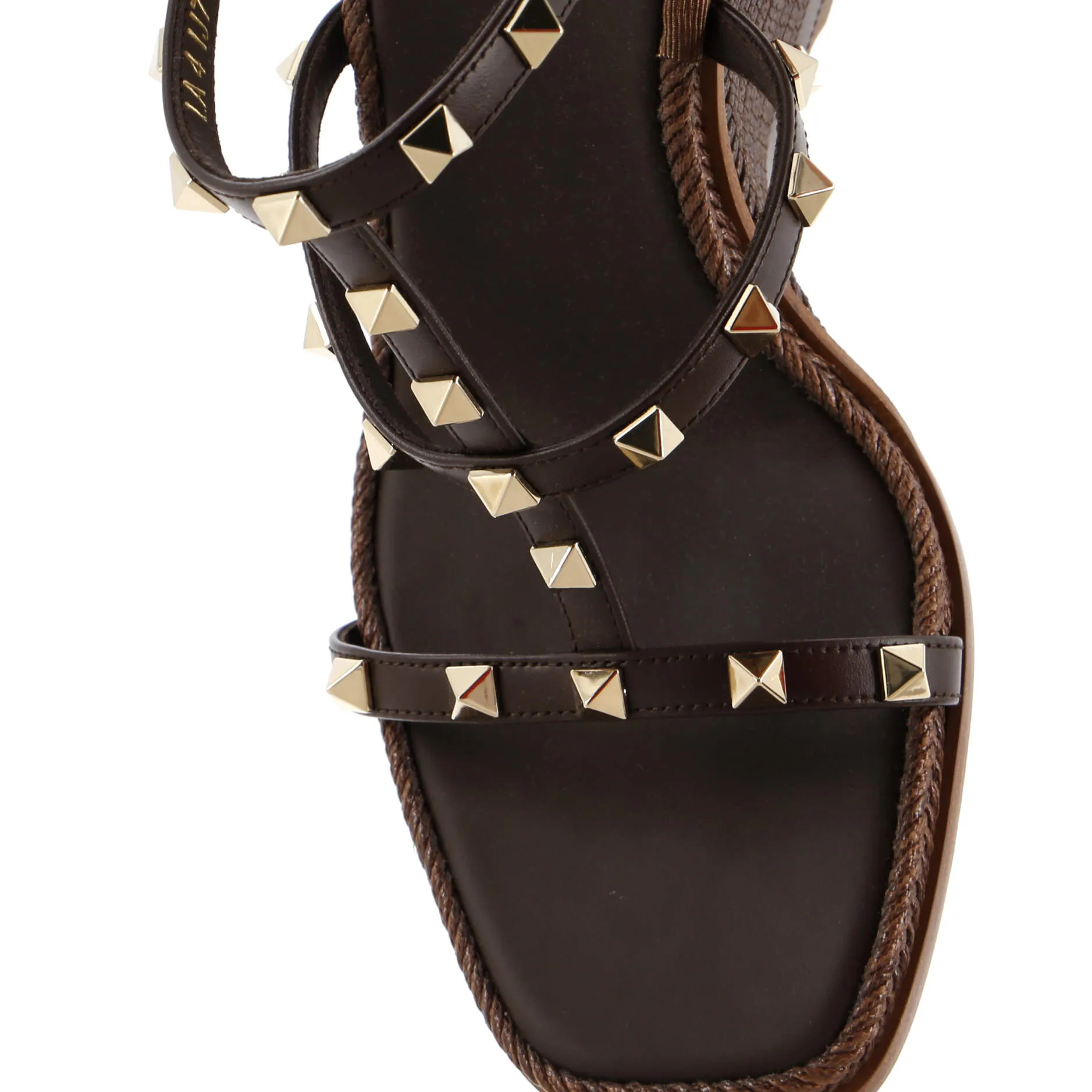 Women's Rockstud Wedge Mule Sandals Leather