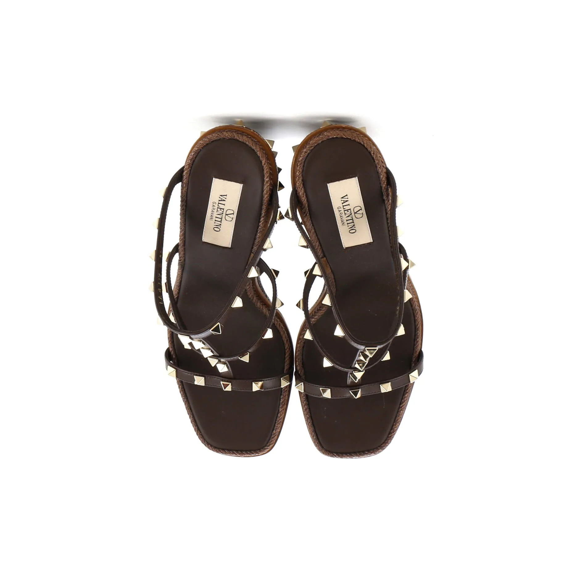 Women's Rockstud Wedge Mule Sandals Leather