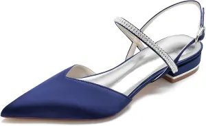Womens Slingback Flats Shoes for Wedding Bride Comfortable Bridal Shoes,Dark Blue,11
