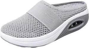 Womens Slip On Clogs and Mules Diabetic Air-Cushion Slip-On Walking Shoes Breathable Slippers Closed Toe Slides Orthopedic Diabetic Shoes with Arch-Support