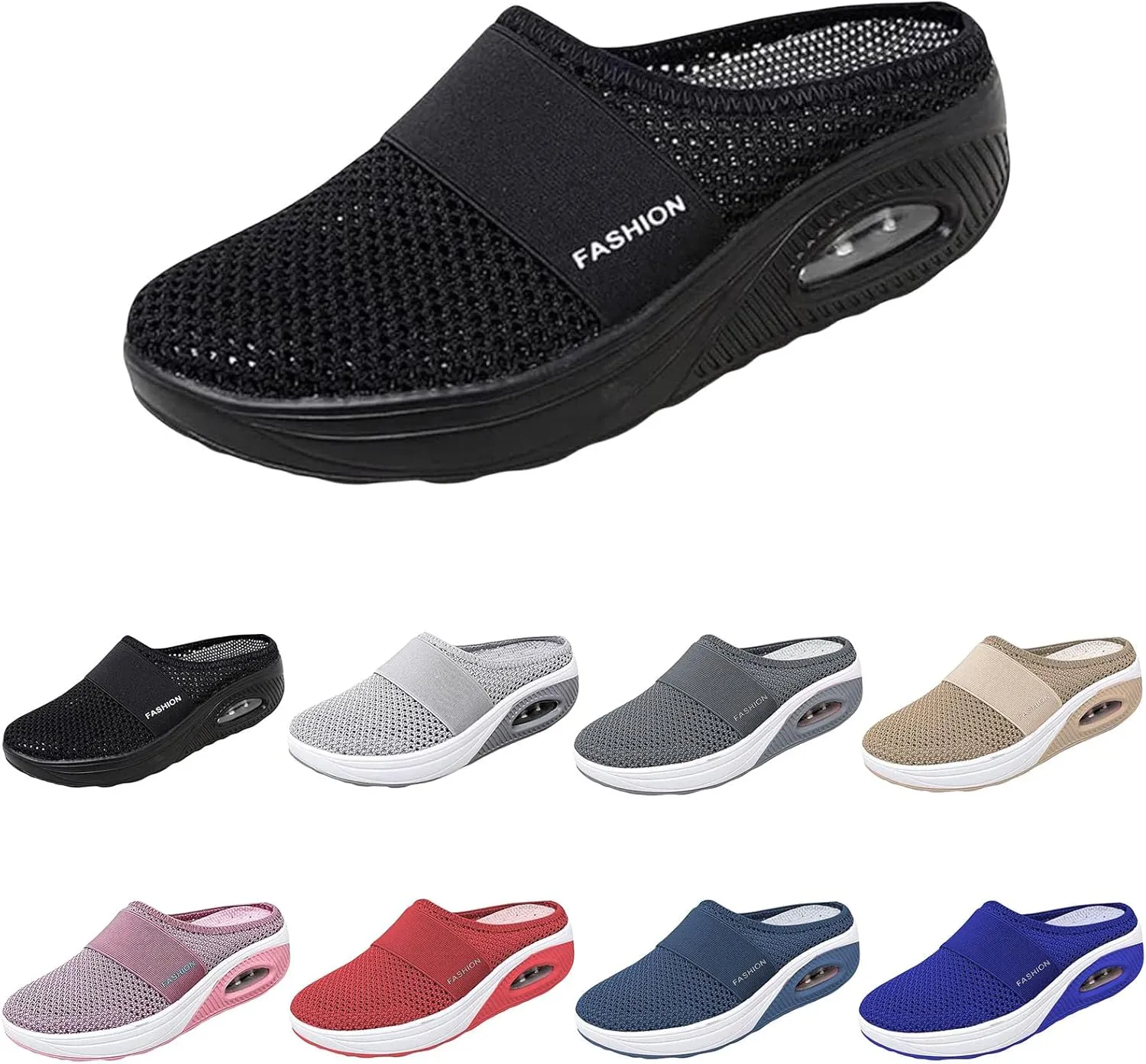 Womens Slip On Clogs and Mules Diabetic Air-Cushion Slip-On Walking Shoes Breathable Slippers Closed Toe Slides Orthopedic Diabetic Shoes with Arch-Support