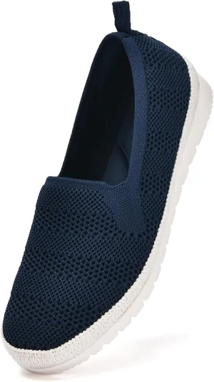 Women's Slip on Loafer Shoes Casual Walking Shoes Comfortable Knit Hands Free Slip ins Sneakers with Arch Support Fashion Work Nurse Flats