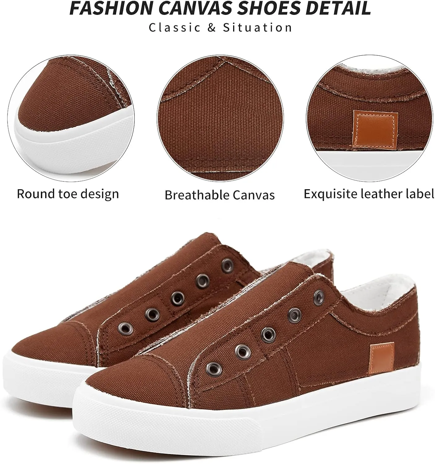 Women's Slip on Shoes Non Slip Fashion Canvas Sneakers Low Top Casual Shoes