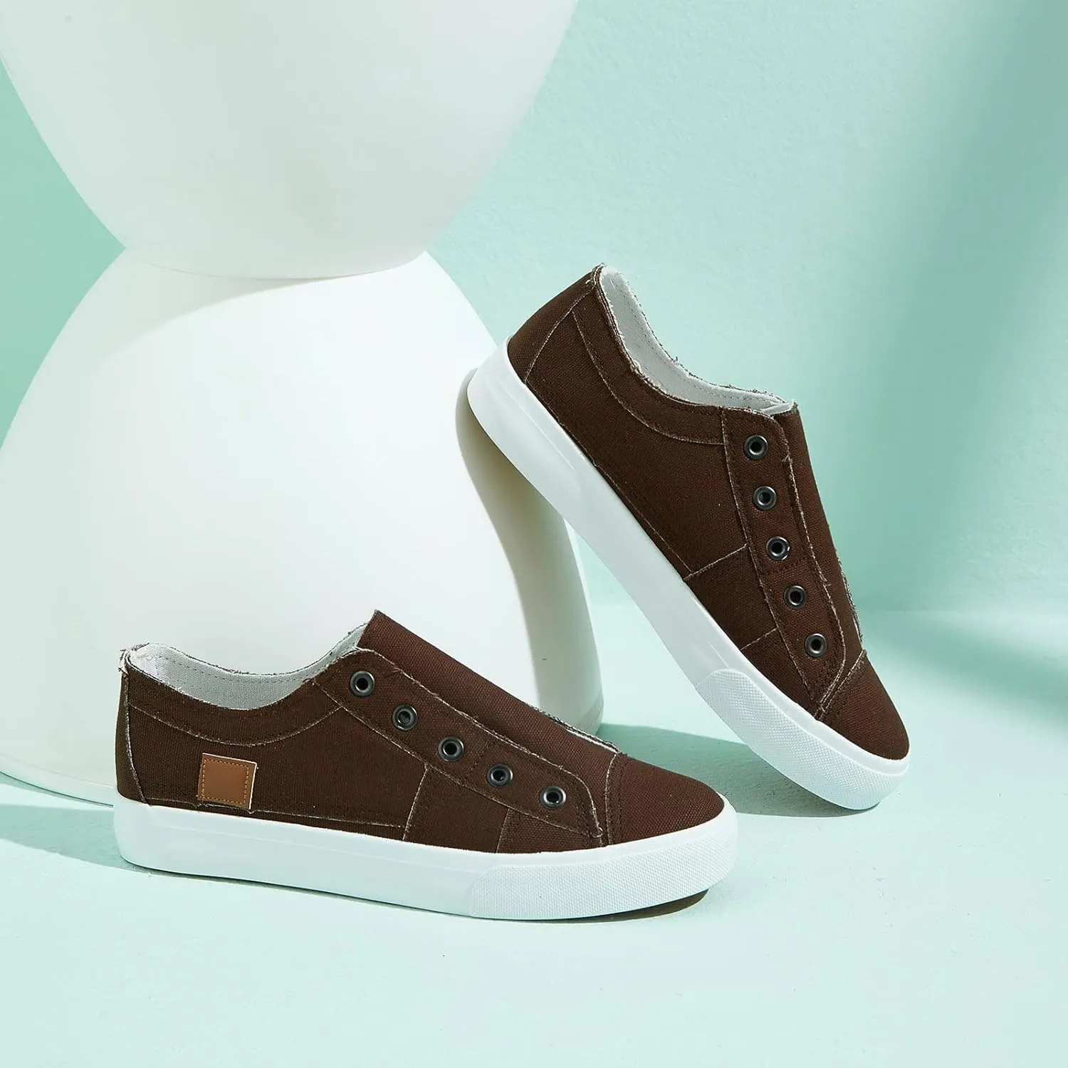Women's Slip on Shoes Non Slip Fashion Canvas Sneakers Low Top Casual Shoes
